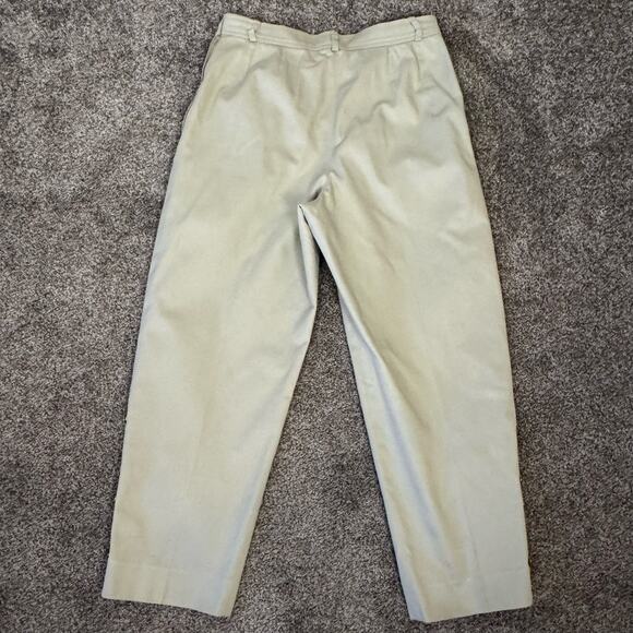 Vintage Yves Saint Laurent YSL Cinched Khaki Trousers Crop Gold Button France 40 - Picture 2 of 14